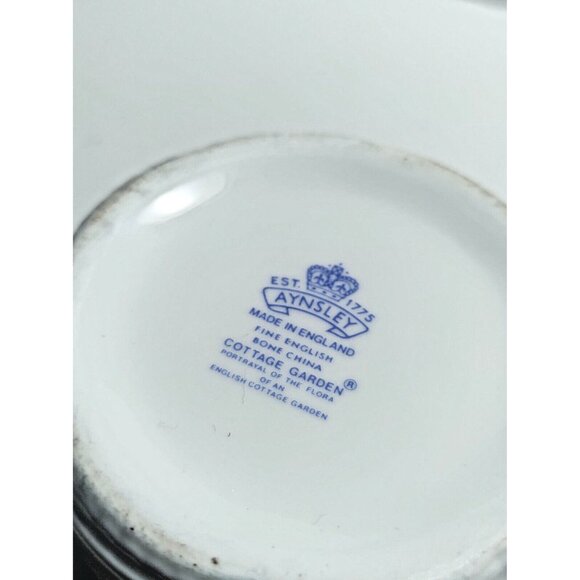 Aynsley Vintage Bone China Cottage Garden - Lidded Jam Pot Butterfly Handle 5" - Picture 12 of 14